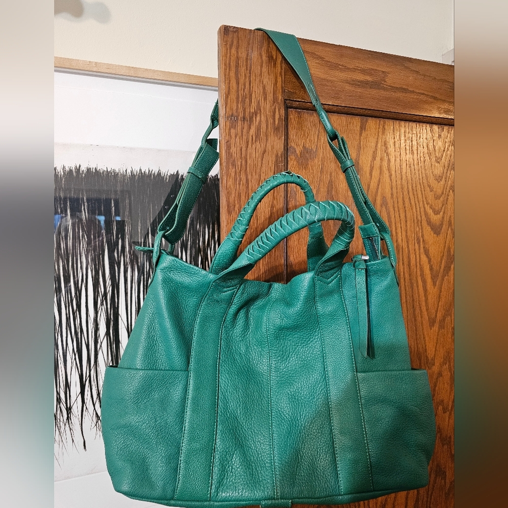 Green Leather Tote (Large)